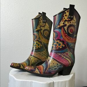 🎨 NOMAD “Yippy” Monet Rain Boots – Size 6 – Funky, Colorful, Fabulous! (1509)